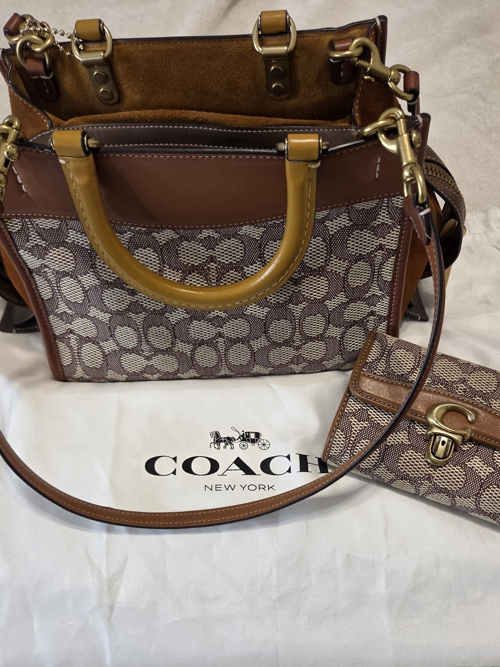 Coach Signature Canvas Satchel in Brown & Mustard